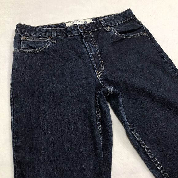 90s GAP Boot Cut Stretch Jean Women 12Reg (32x30) Dark Wash Raw Blue USA Denim - Picture 6 of 16